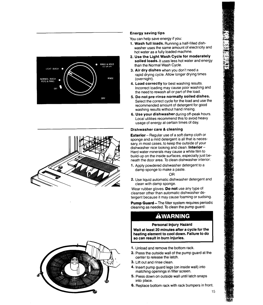 Whirlpool DP8350XV manual Dishwasher care &cleaning 