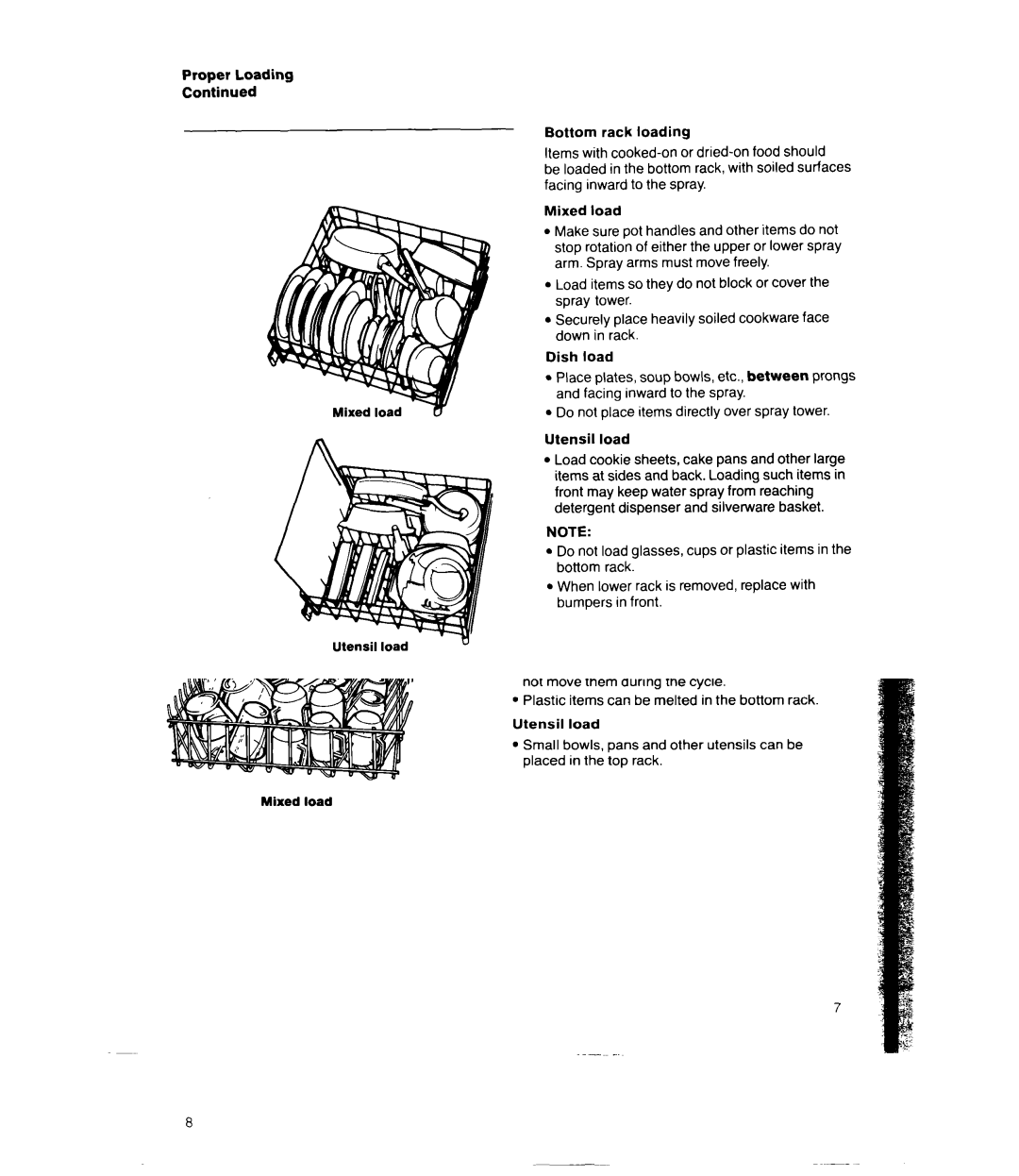 Whirlpool DP8350XV manual Silverware basket loading 