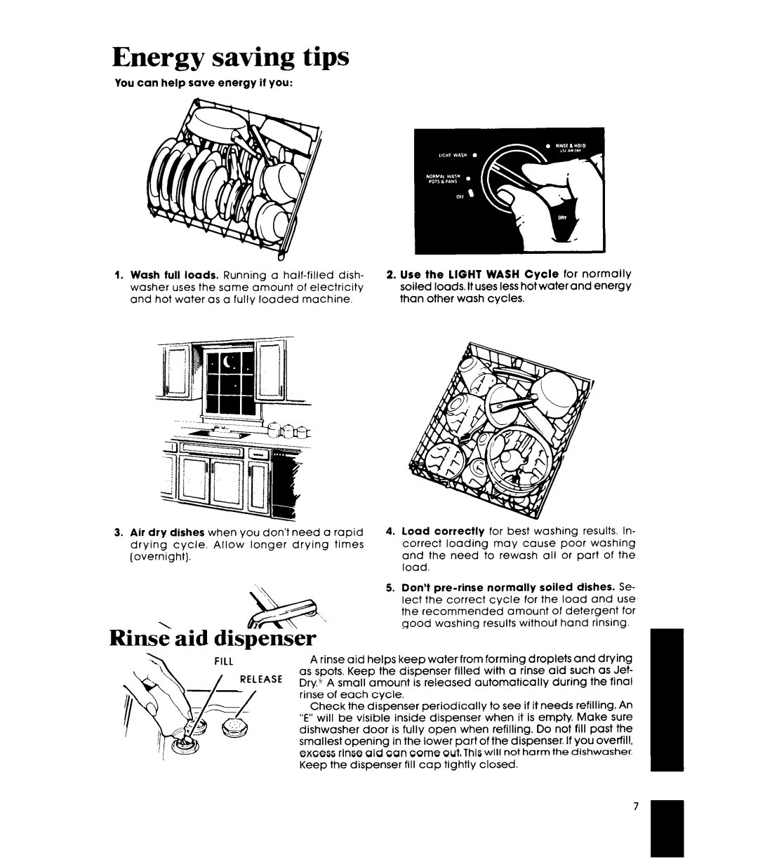 Whirlpool DP85QOXT manual Energy saving tips 