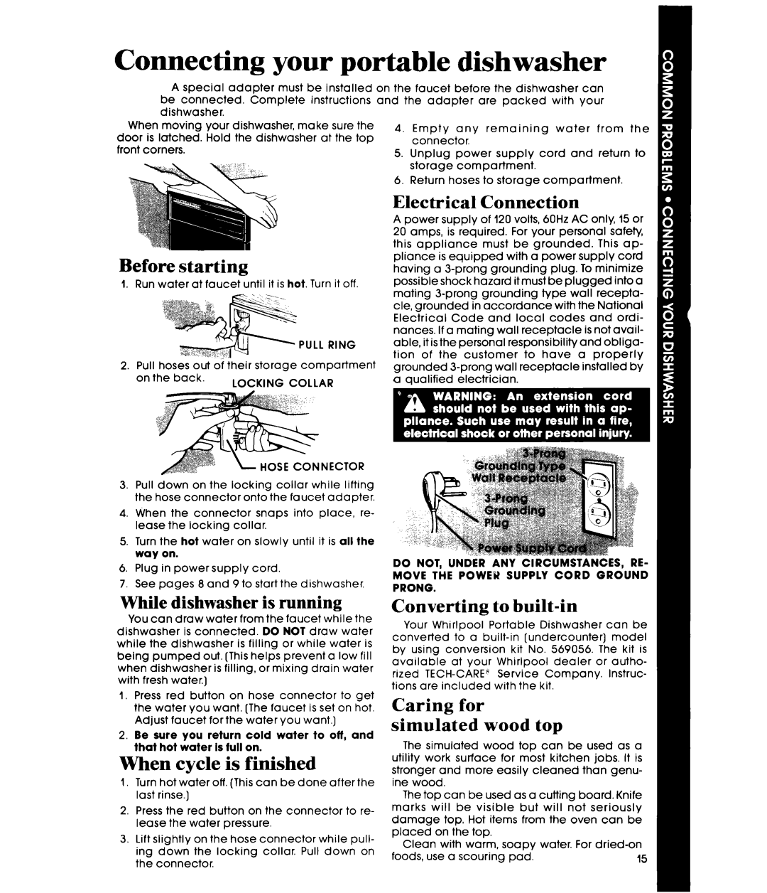 Whirlpool DP8700XT Series manual Pull Ring, Hose Connector 