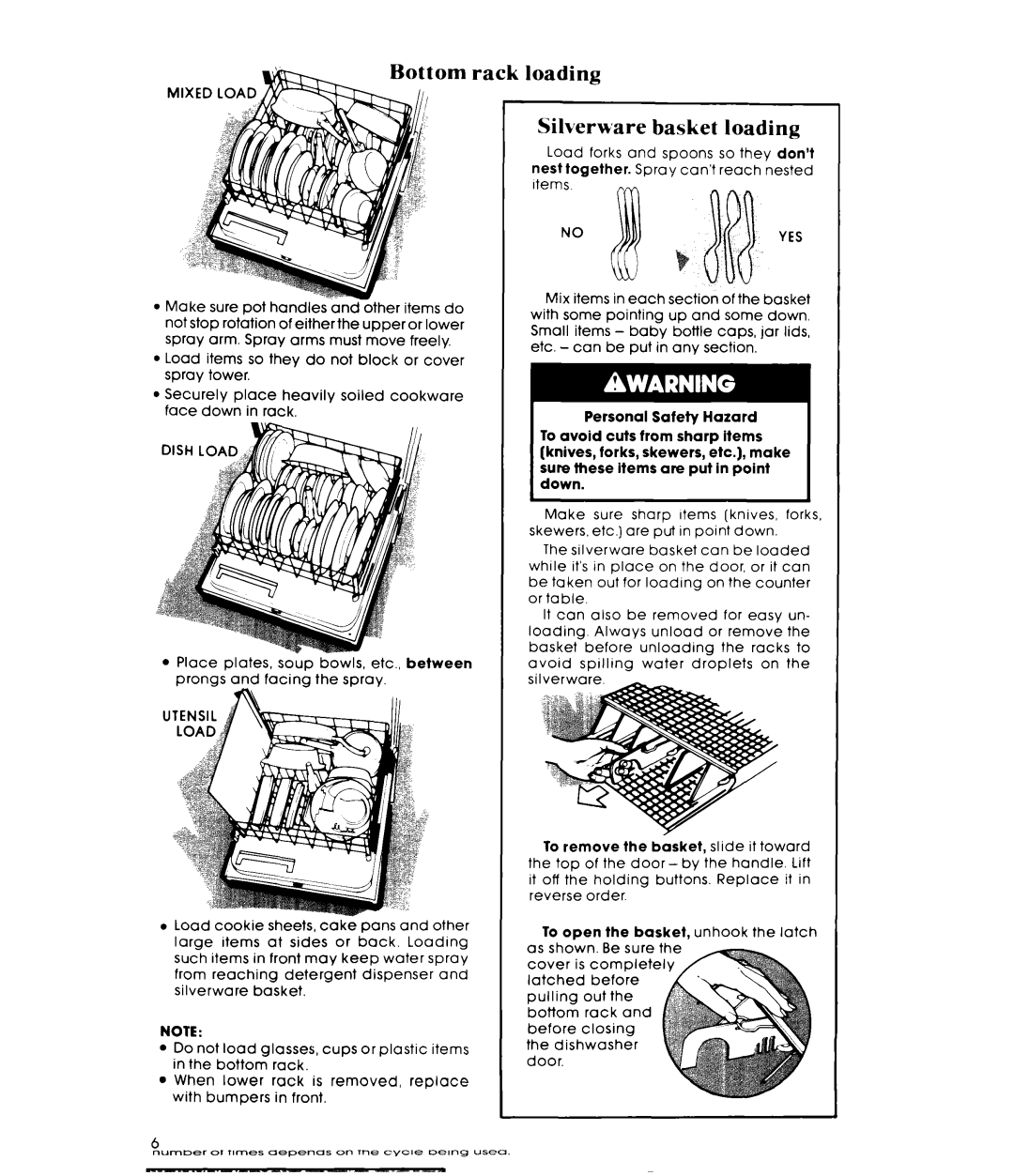 Whirlpool DP8700XT Series manual Rack loading Silverware basket loading, Noyes 