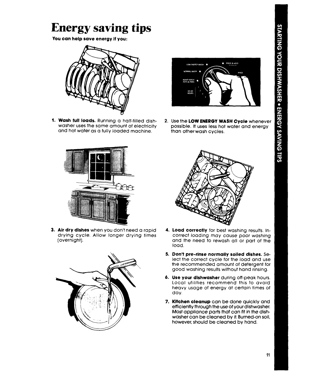 Whirlpool DP8700XT Series manual Energy saving tips 