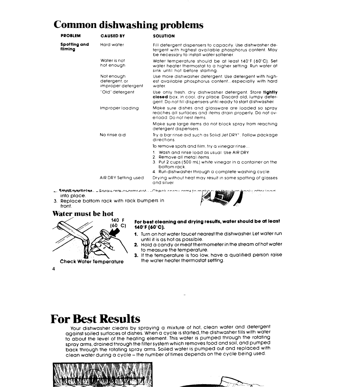 Whirlpool DU1098XL manual Common, Dishwashing 