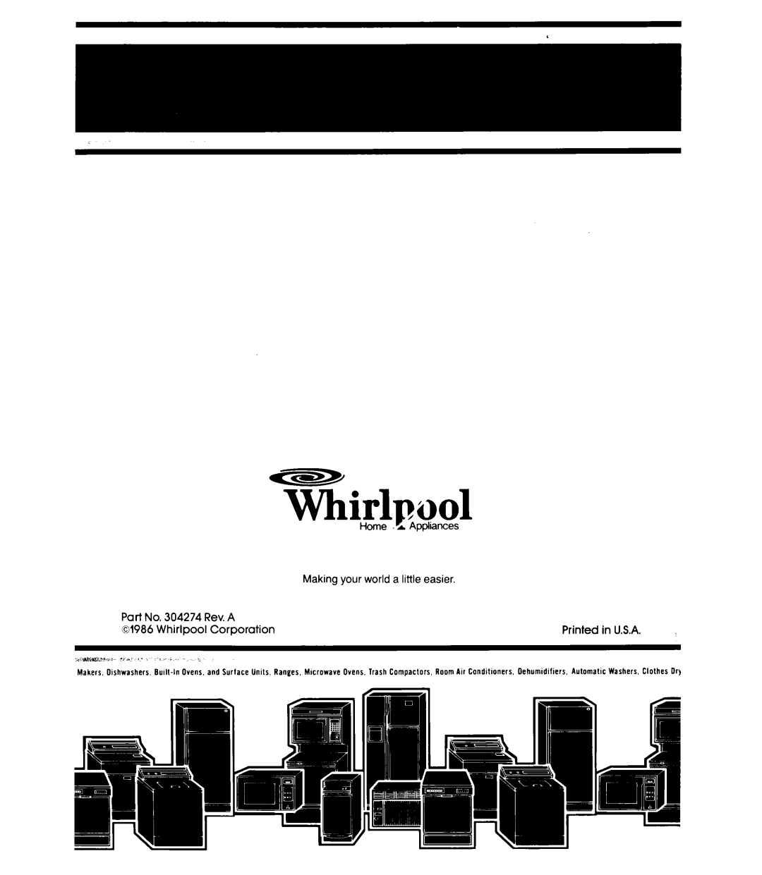 Whirlpool DU1098XR manual ~irlpuol, Dehumidifiers, Automatic, Makers, Dishwashers, BullI-IfI, s:lr, @$@.+3,.+ 