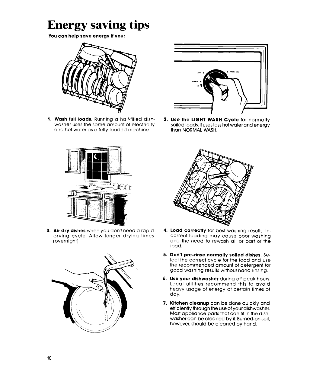 Whirlpool DU1099XT manual Energy saving tips 