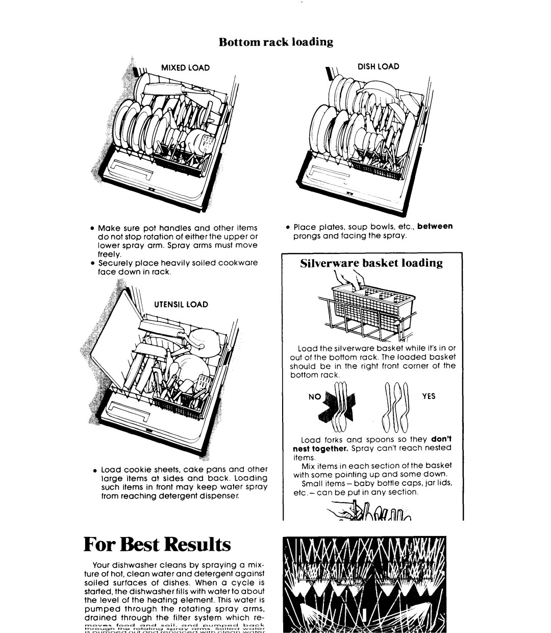 Whirlpool DU2000XS, DU2016XS manual Bottom rack loading, Silverware basket loading 