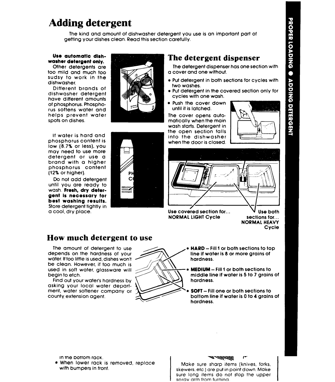 Whirlpool DU3016XL, DU3003XL, DP3801XL manual Adding detergent, Detergent dispenser, How much detergent to use, Normal 