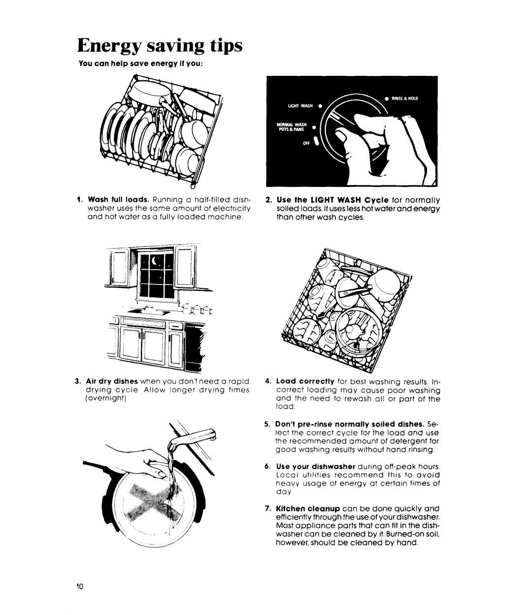 Whirlpool DU4000XR manual Energy saving tips 