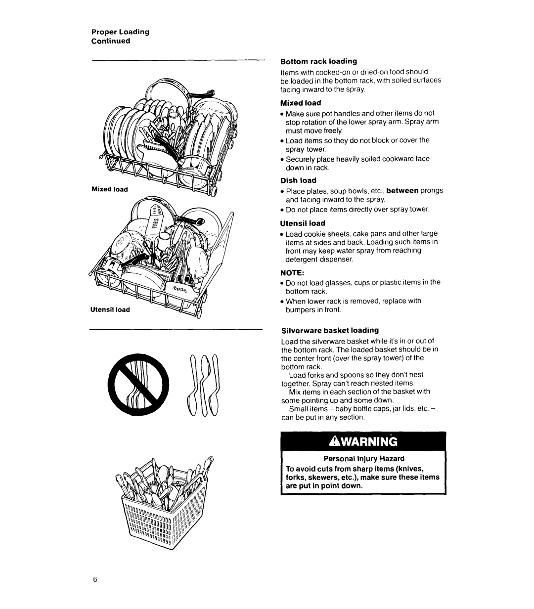 Whirlpool DU4000XY manual Proper Loading 