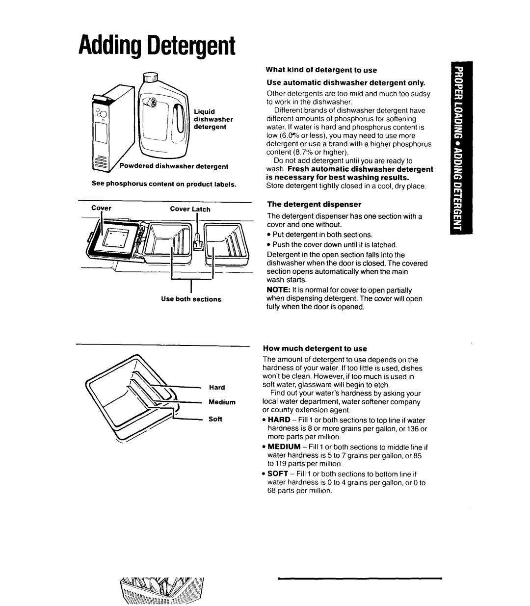 Whirlpool DU4000XY manual What kind of detergent to use, Coyer, Use both sections 