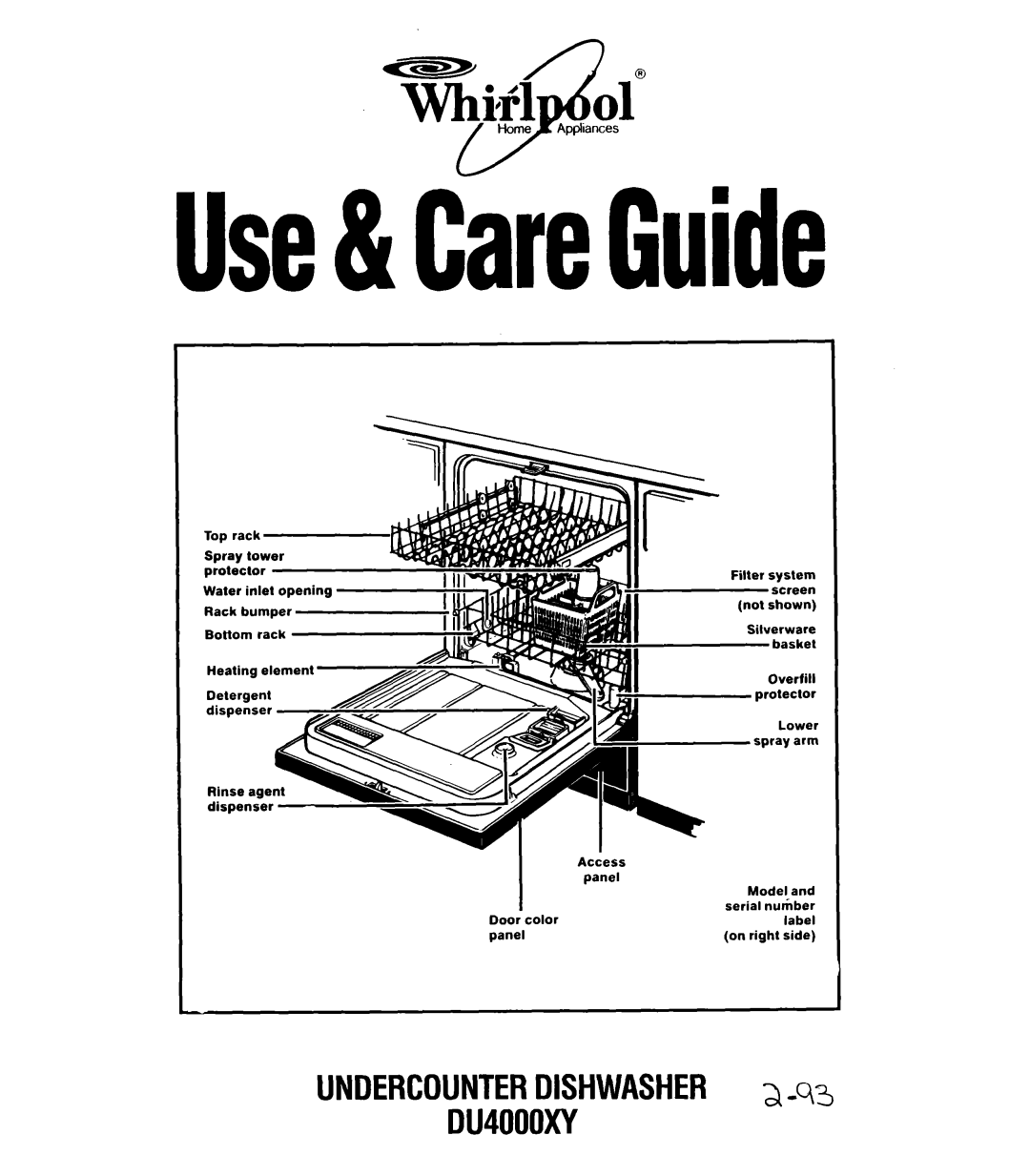 Whirlpool manual kfl of, Use&CareGuide, UNDERCOUNTERDISHWASHER 3-.93 DU4000XY 
