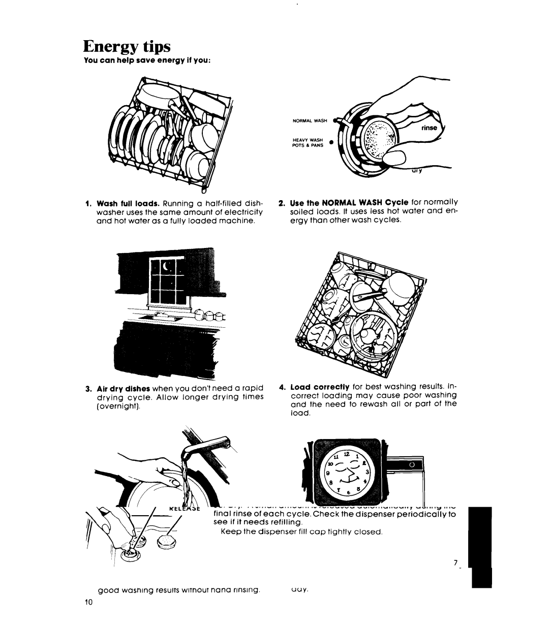 Whirlpool DU4003XL manual Energy tips 