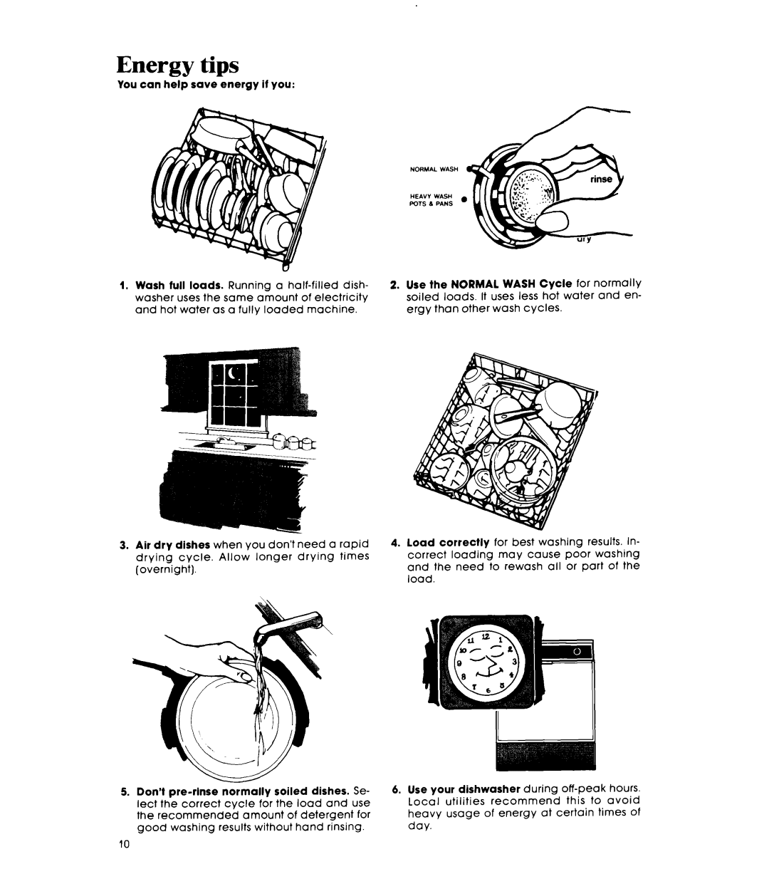 Whirlpool DU4003XL manual Energy tips 