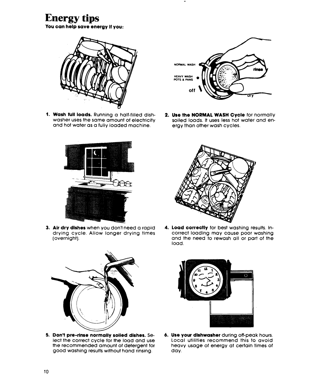 Whirlpool DU4040XP manual Energy tips 