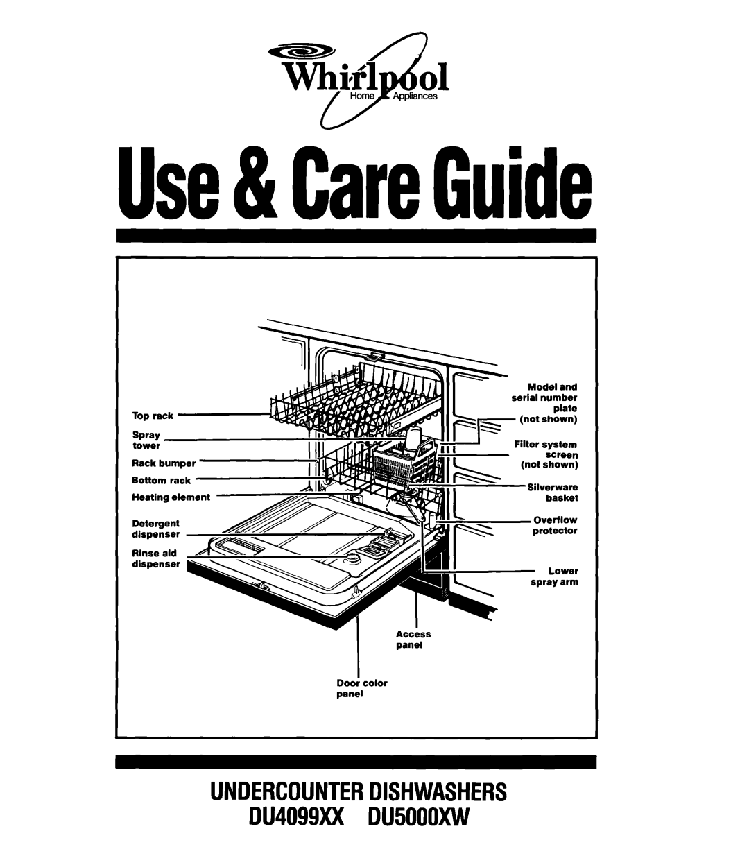 Whirlpool manual Use&CareGuide, T&&l, UNDERCOUNTERDISHWASHERS DU4099XX DU500OXW, Spray 
