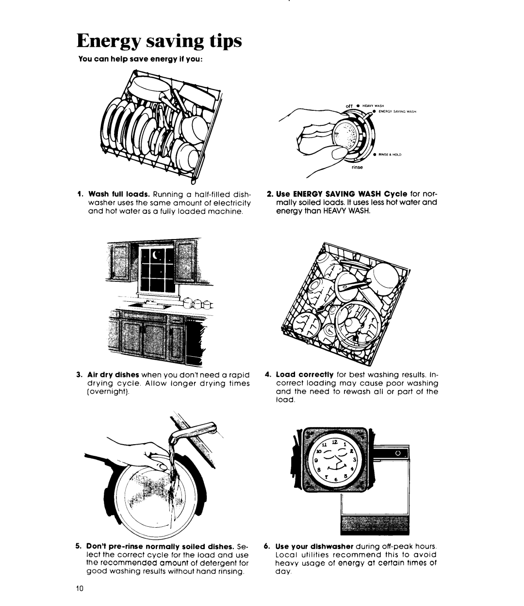 Whirlpool DU4500XM manual Energy saving tips 