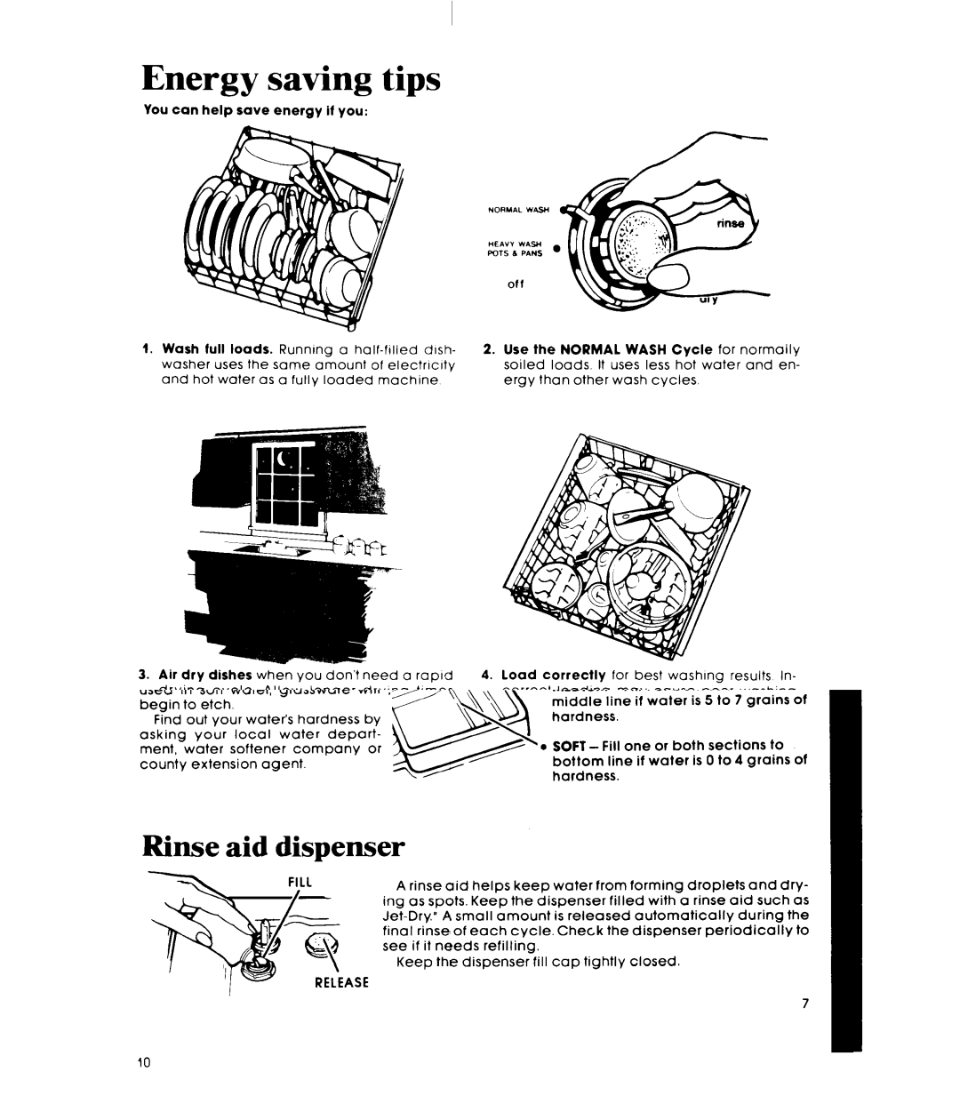 Whirlpool DU5000XL, DP6880XL manual Energy saving tips 