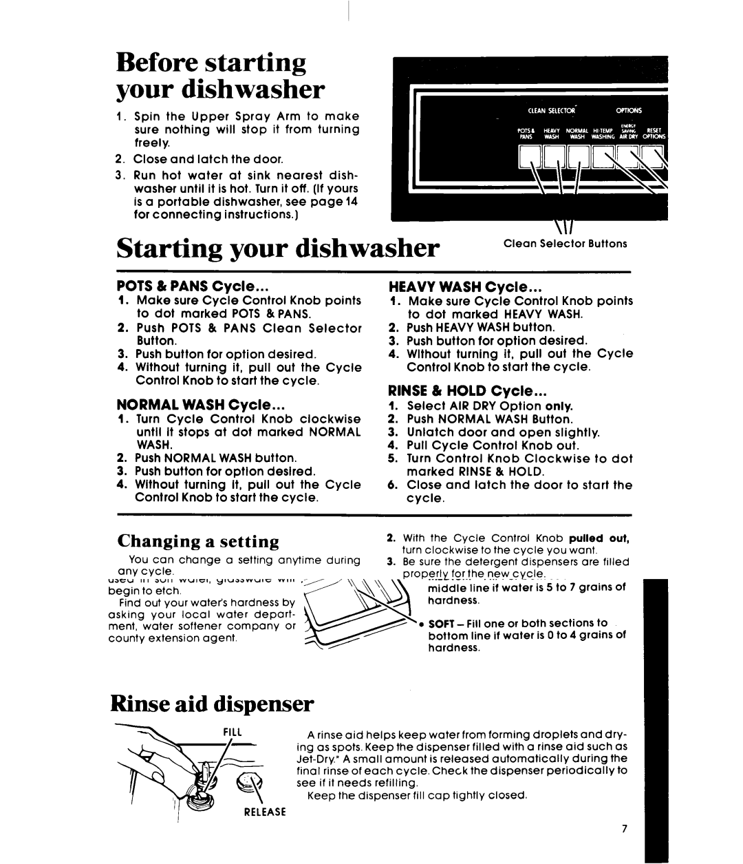 Whirlpool DU5000XL, DP6880XL manual Changing a setting, To add a dish after starting, HI-TEMP Washing Option 