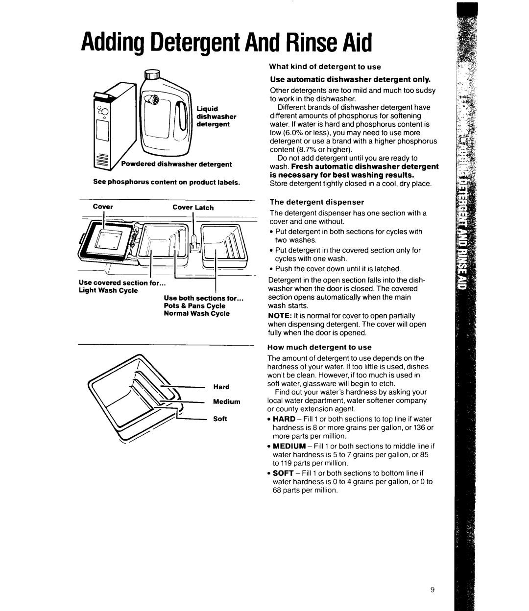 Whirlpool DU5200XW manual AddingDetergentAndRinseAid 