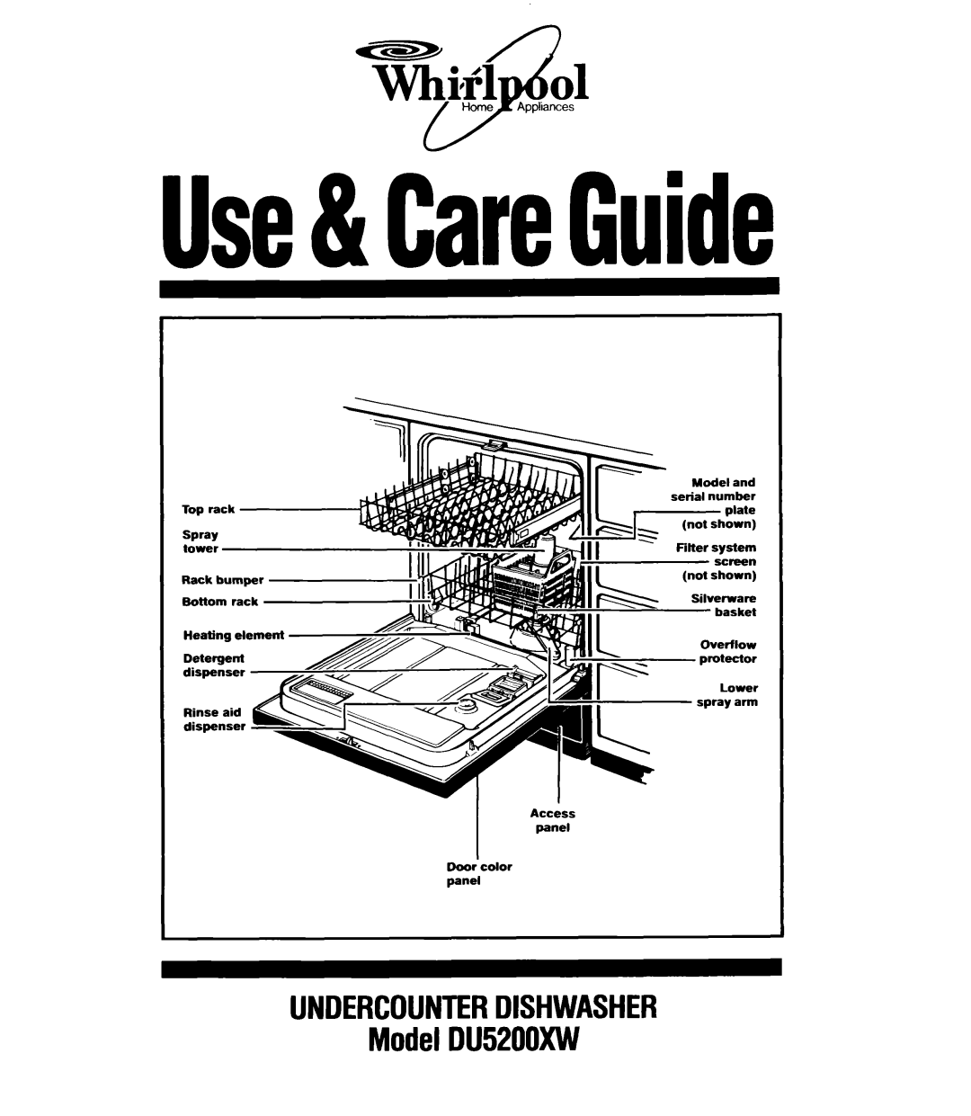 Whirlpool manual Use&Czk Guide, ?Litil, ModelDU5200XW, Undercounterdishwasher 
