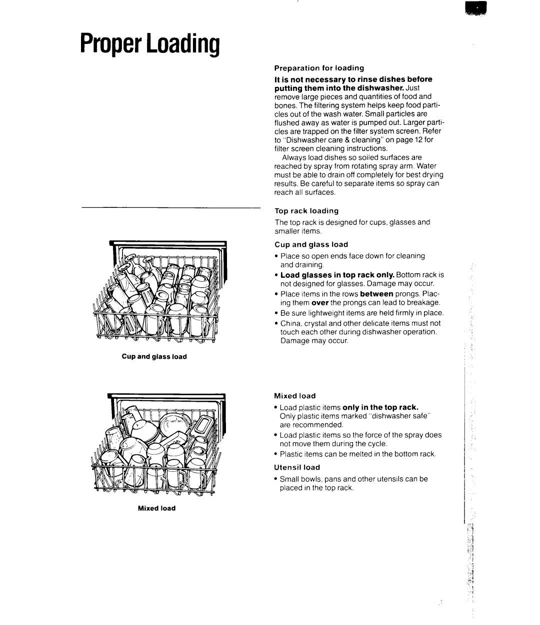 Whirlpool DU52l6XW manual ProperLoading 