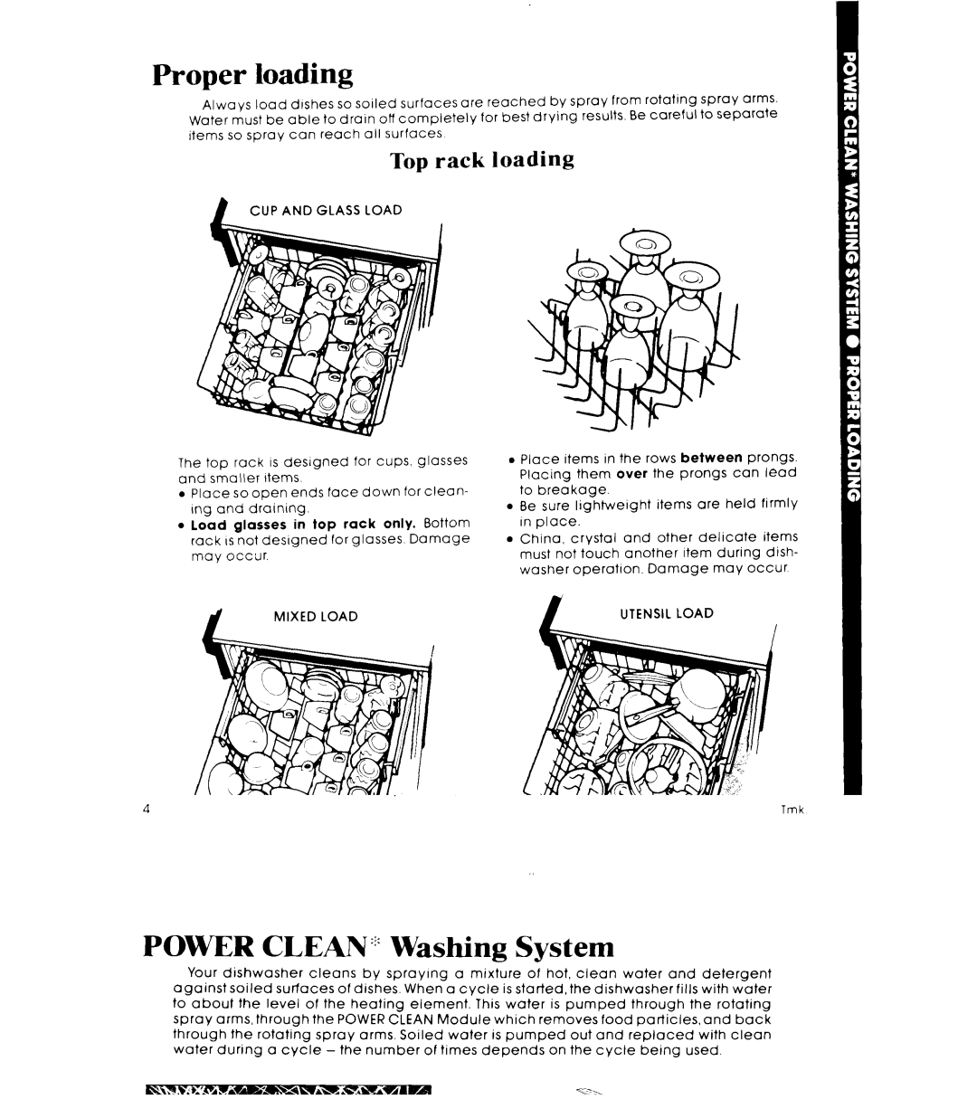 Whirlpool DU5503XL manual Proper loading, Top rack loading, CUP and Glass Load, Mixed Load 