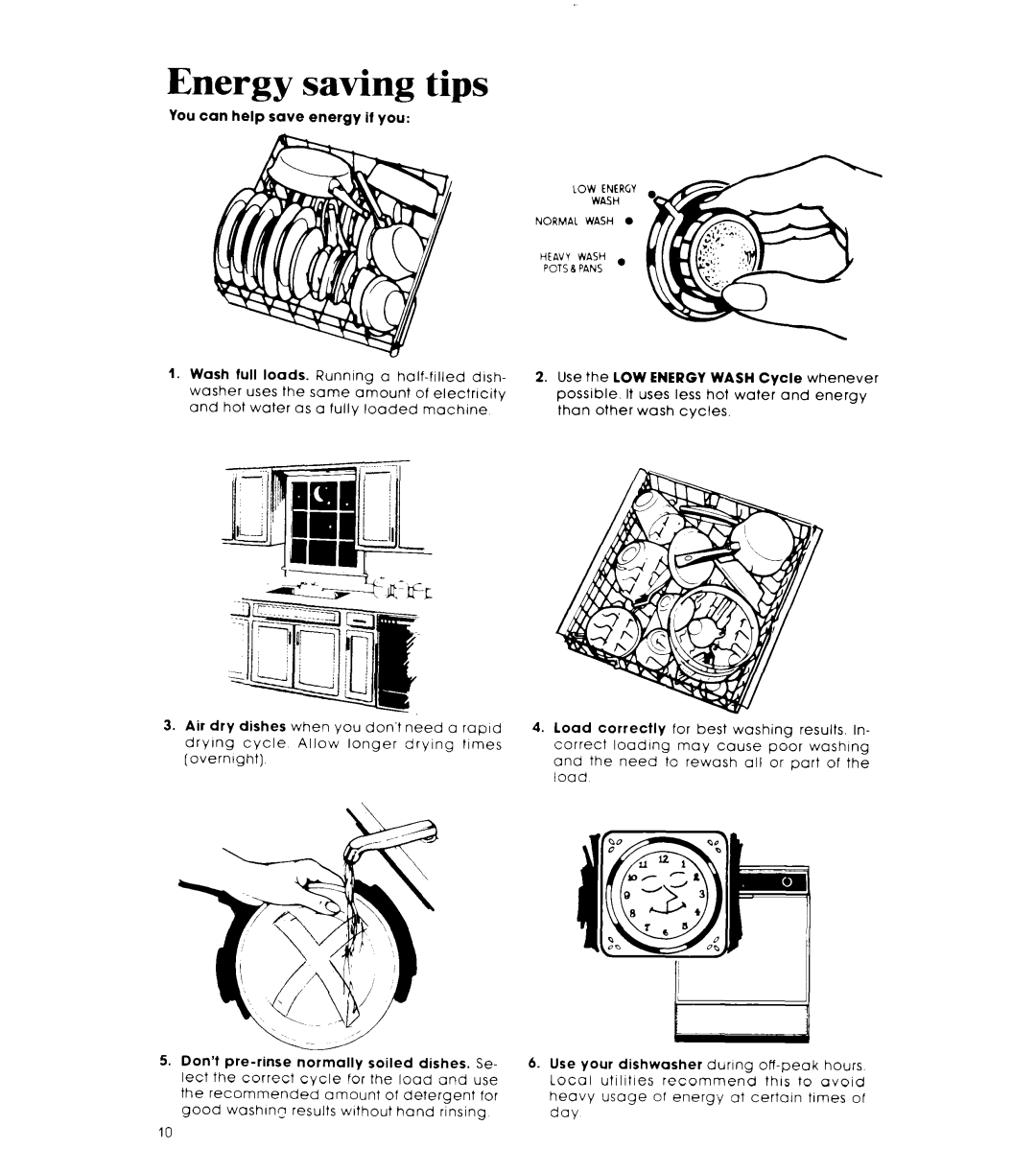 Whirlpool DU5503XL manual Energy saving tips 