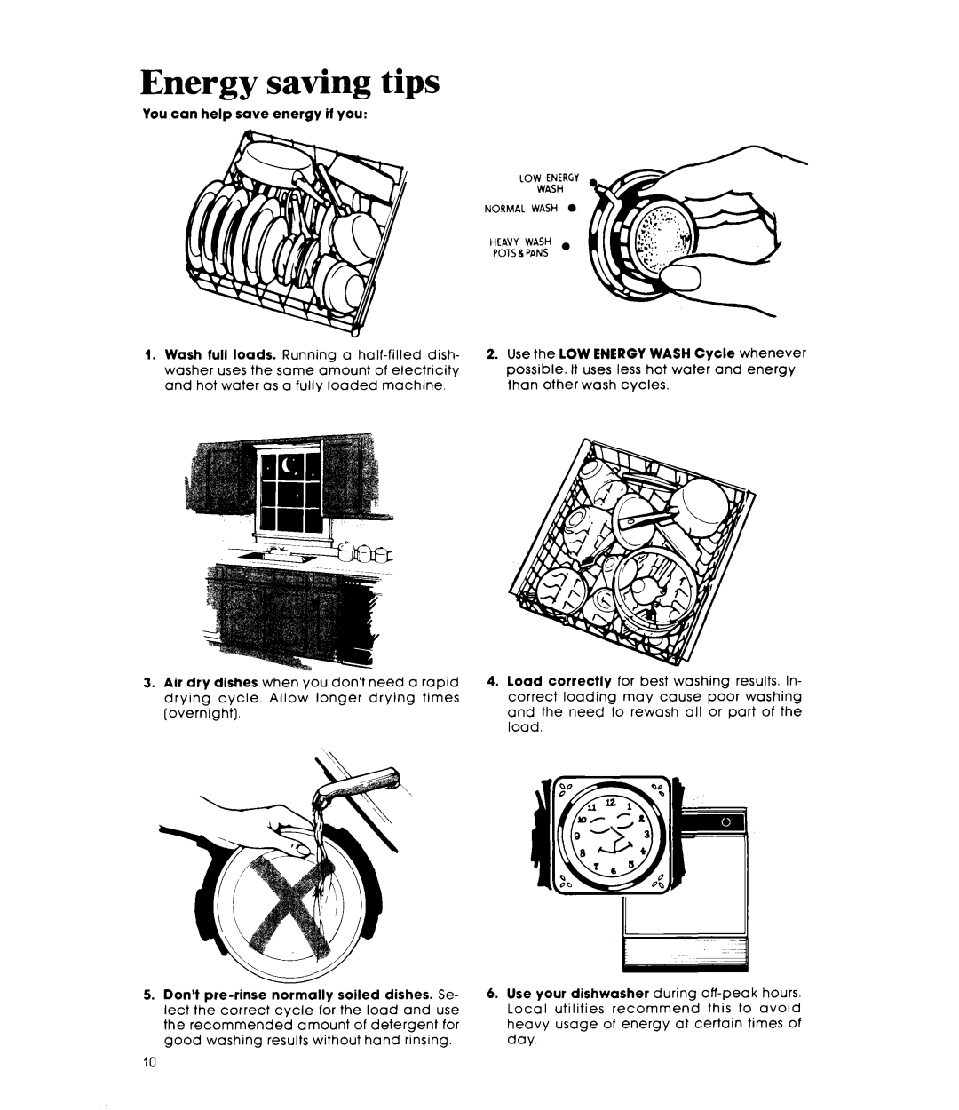 Whirlpool DU5504XM manual Energy saving tips 