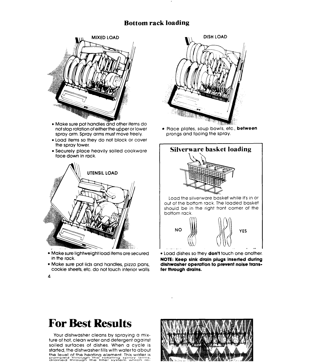 Whirlpool DU7216XS, DU7200XS manual Bottom rack loading, SilveryaTe basket loading 