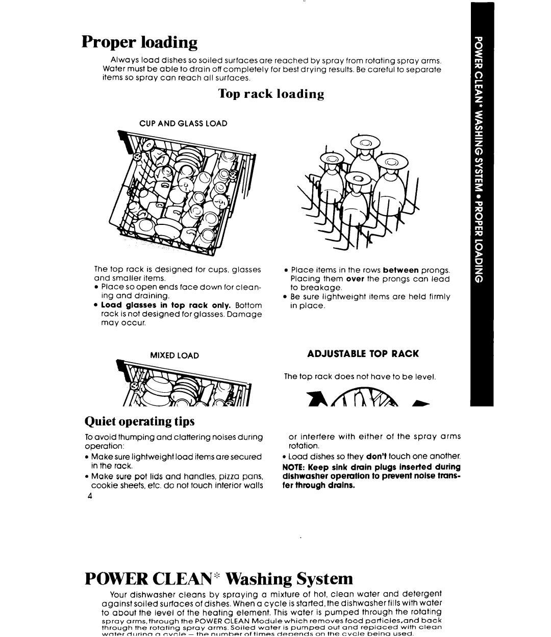 Whirlpool DU7500XR Series manual Proper loading, Top rack loading, CUP and Glass Load, Mixed Load, Lower 