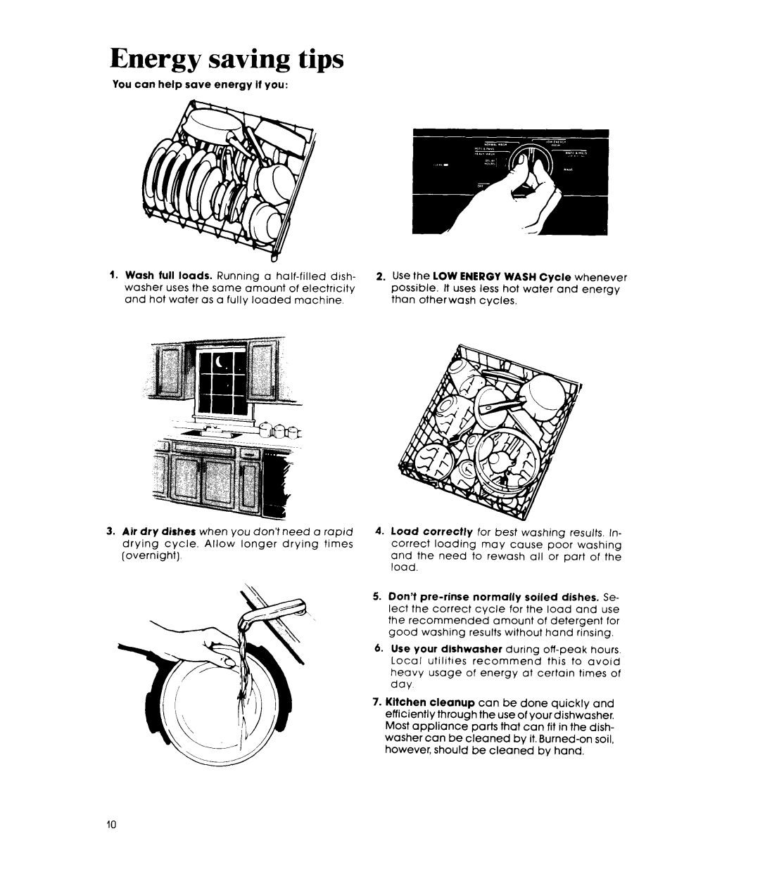 Whirlpool DU7600XS manual Energy saving tips 