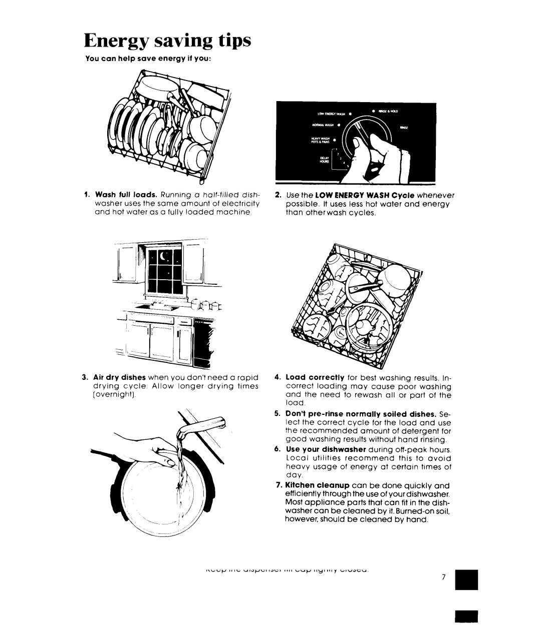 Whirlpool DU7770XS manual Energy saving tips 