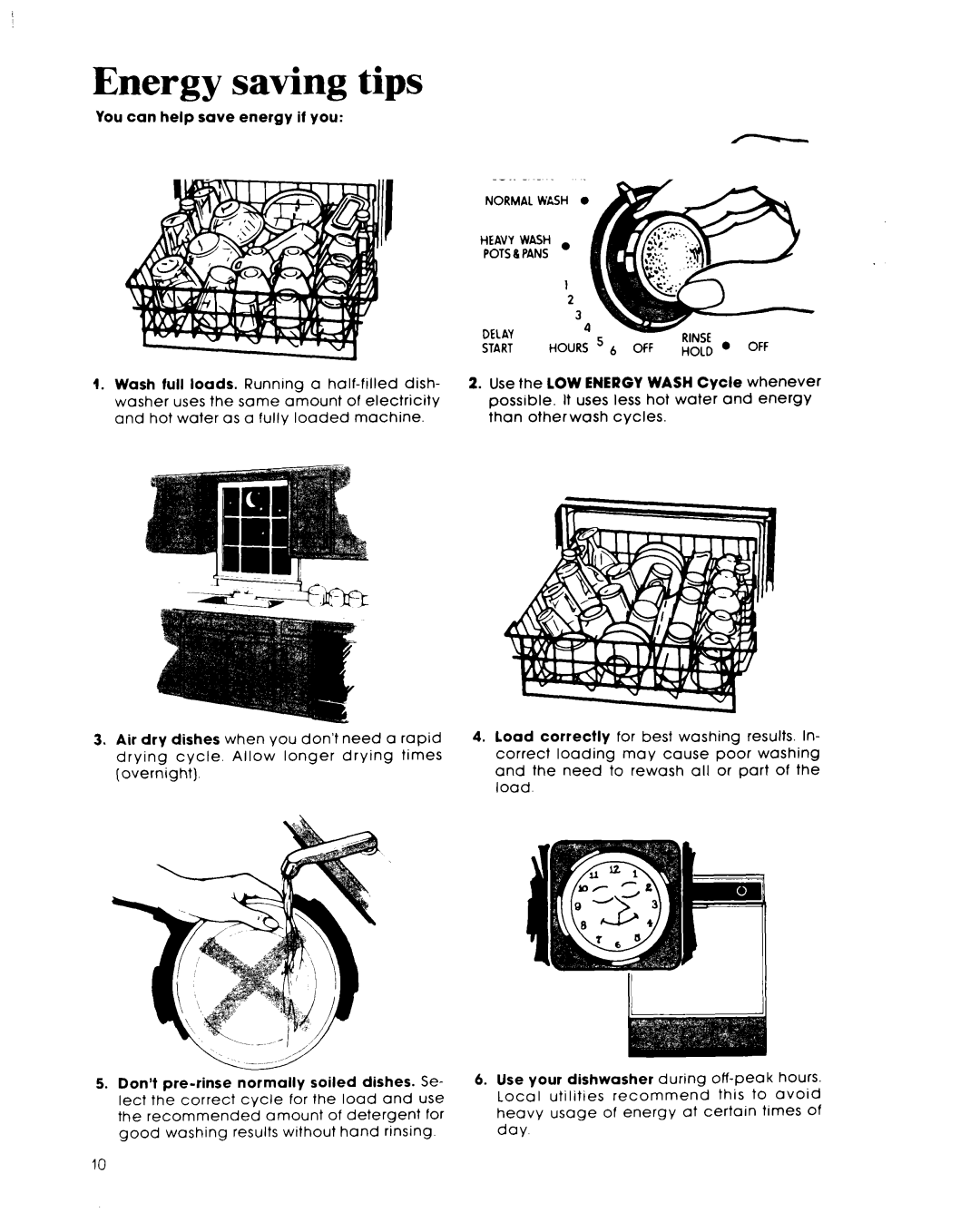 Whirlpool DU7903XL manual Energy saving tips 