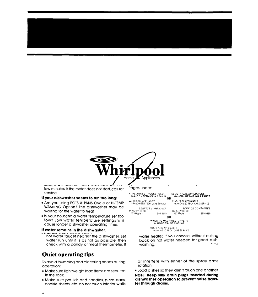 Whirlpool DU8000XR manual Washers, Clothes Or 