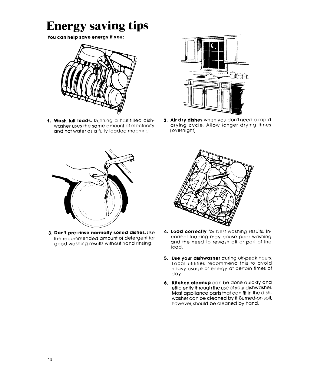 Whirlpool DU8116XT, DU8100XT manual Energy saving tips 