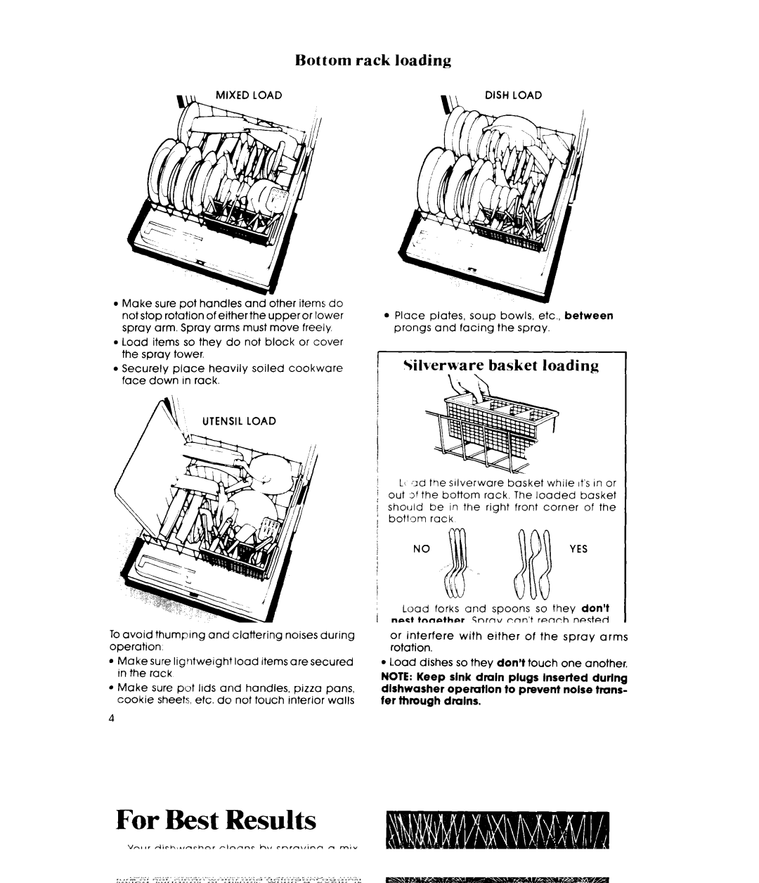 Whirlpool DU8300XT manual Bottom rack loading, Utensil Load 