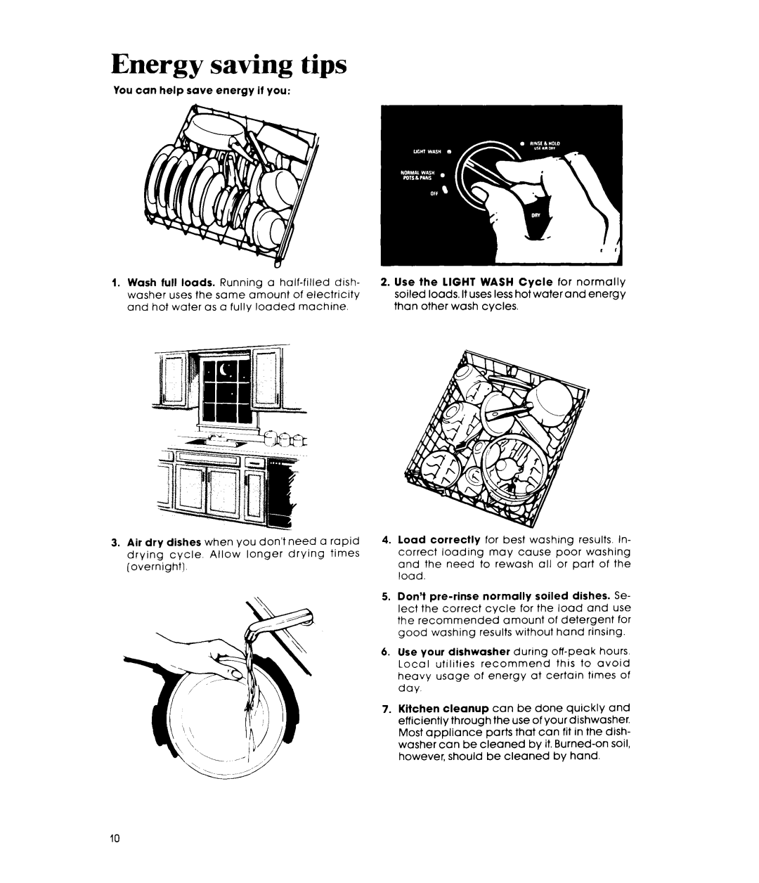 Whirlpool DU8300XT manual Energy saving tips 
