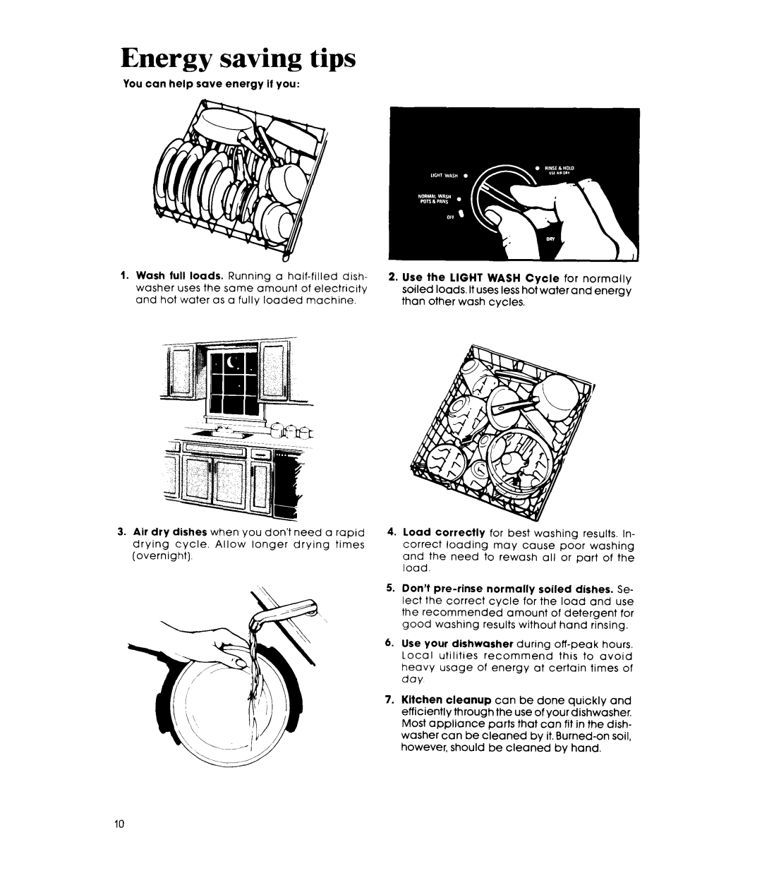 Whirlpool DU8350XT manual Energy saving tips 