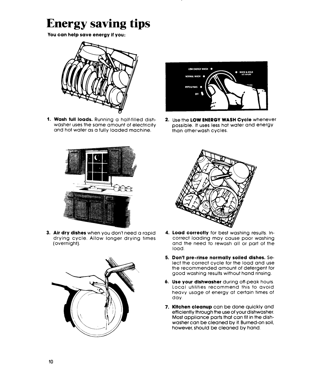 Whirlpool DU8500XT manual Energy saving tips 