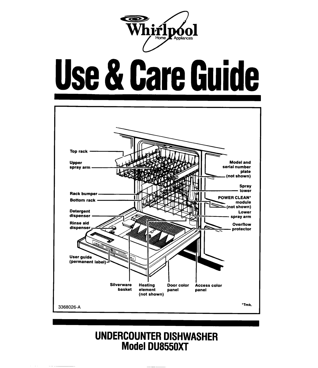 Whirlpool manual Use&CareGuide, UNDERCOUNTERDISHWASHER ModelDU8550XT 