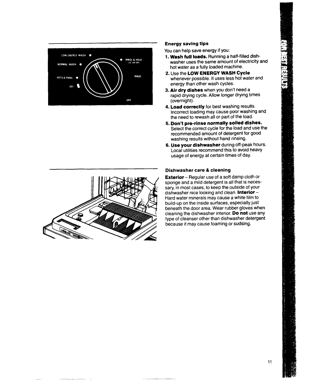 Whirlpool DU8550XT manual Energy saving tips 