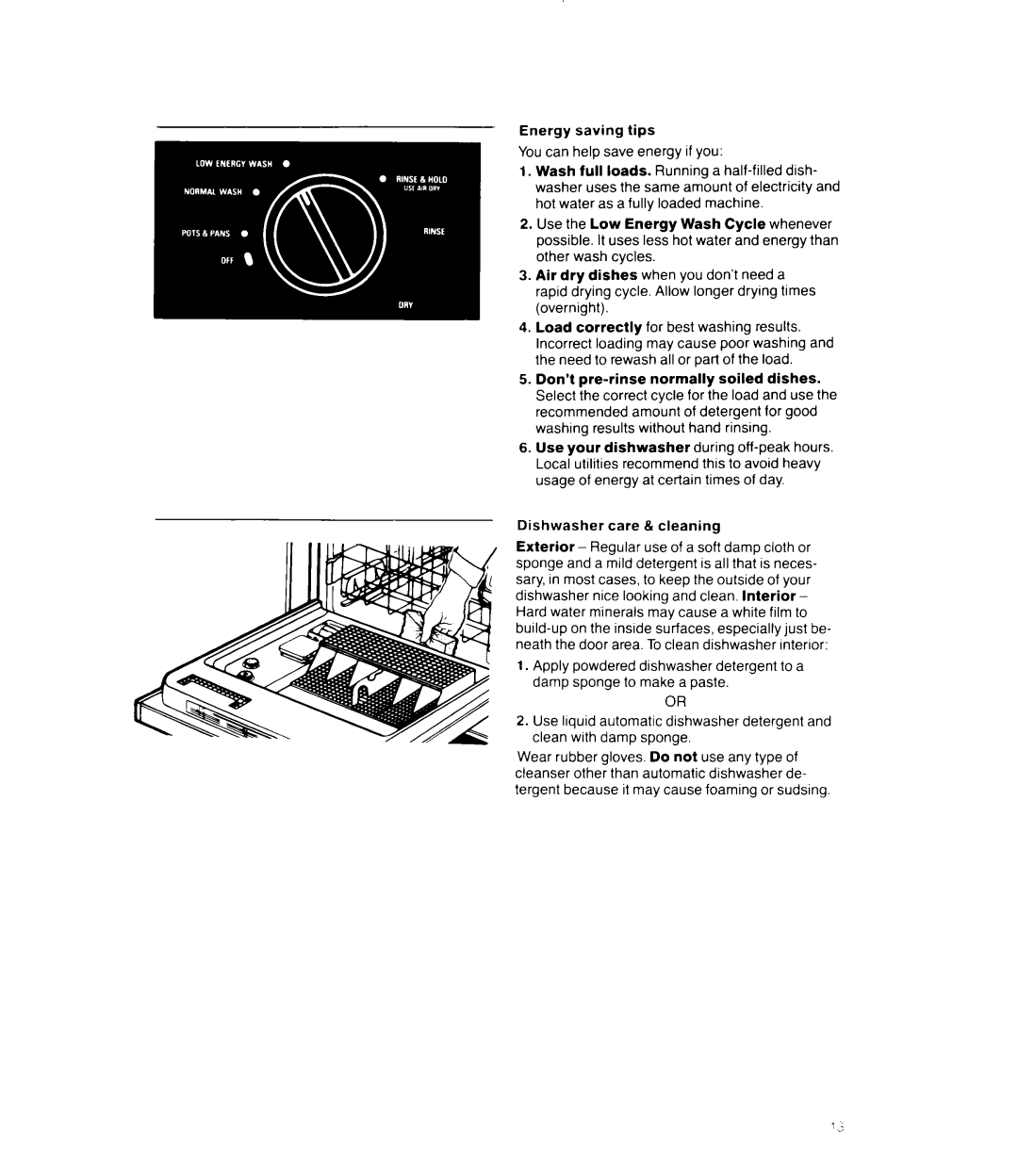 Whirlpool DU8570XT manual Dishwasher care & cleaning 