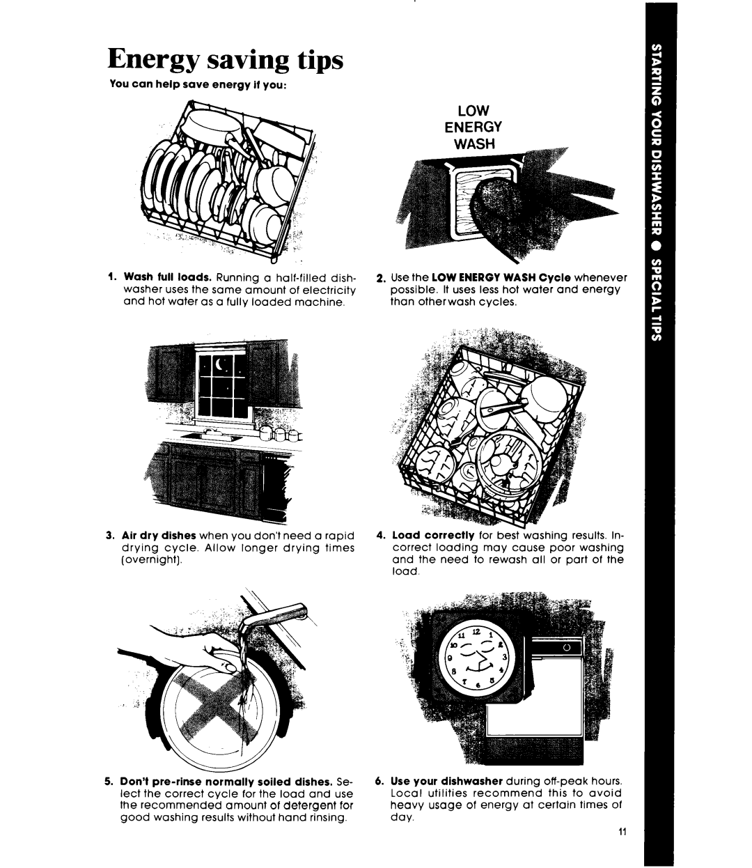 Whirlpool DU8903XL manual Energy saving tips 