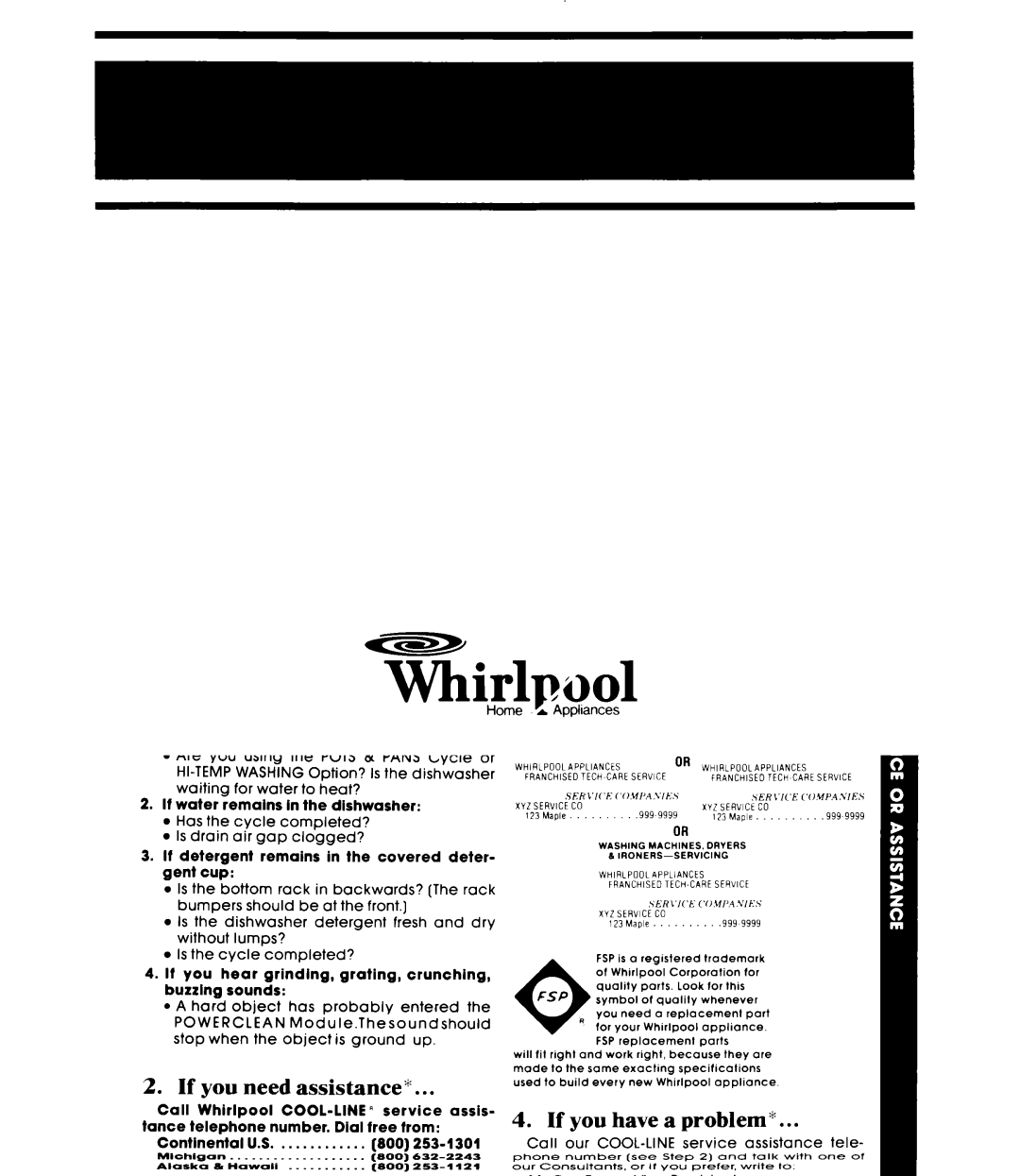 Whirlpool DU8903XL manual Whirlnool 