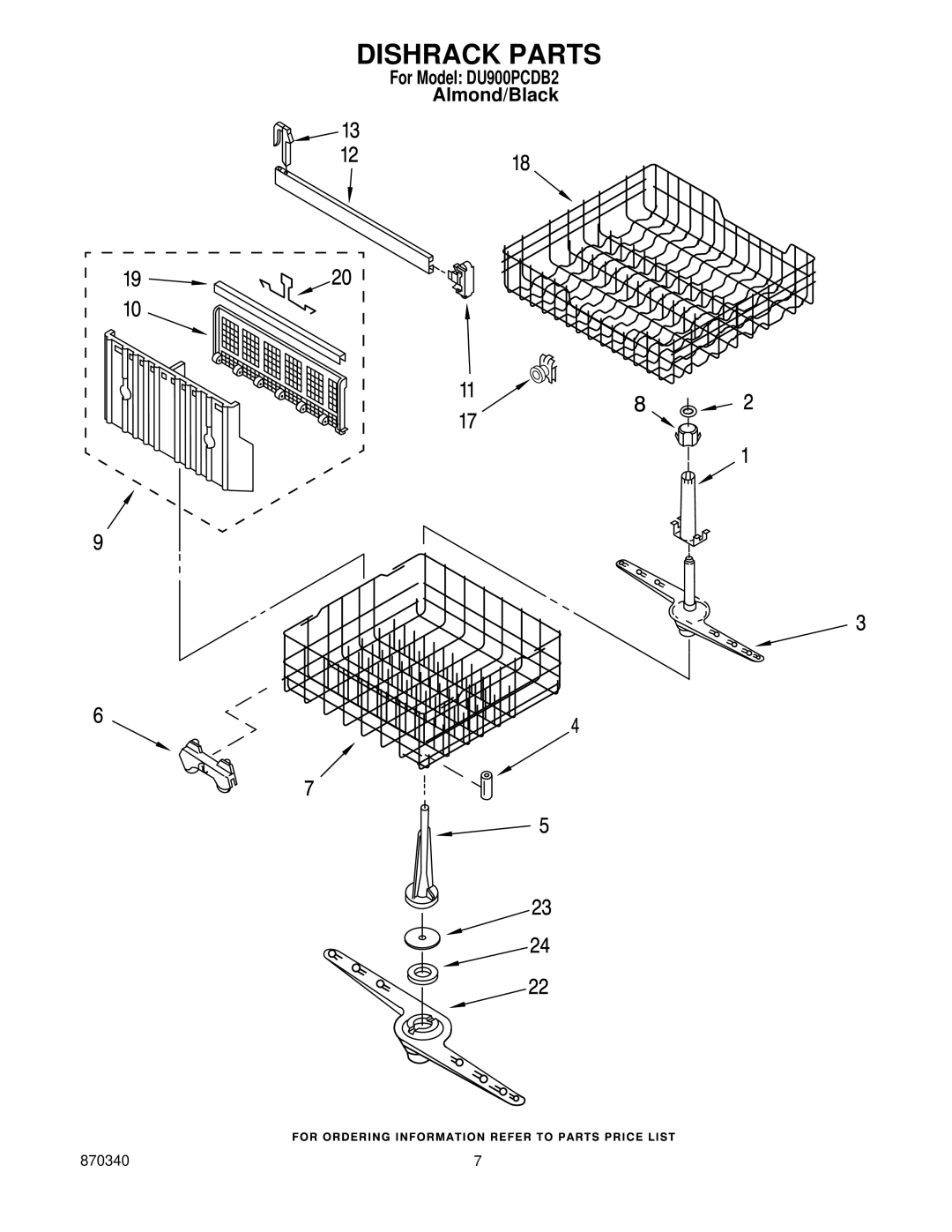 Whirlpool DU900PCDB2 manual Dishrack Parts 