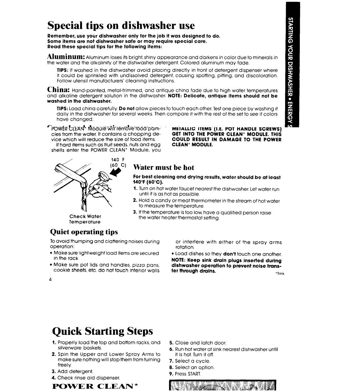 Whirlpool DU9100XT Series manual Non-stick finish UteUSilS, Dishwasher care & cleaning 