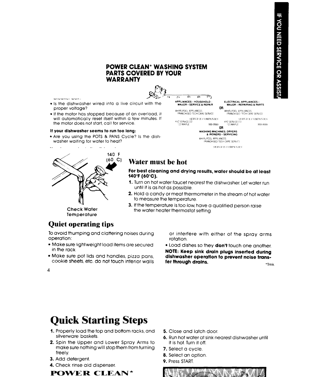 Whirlpool DU9100XT Series manual Nozzle 