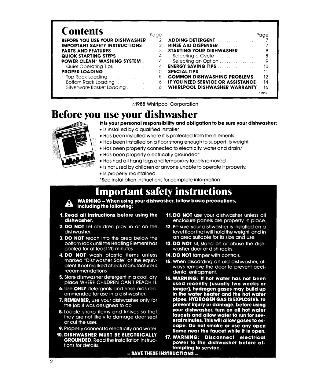 Whirlpool DU9100XT Series manual Before you use your dishwasher 