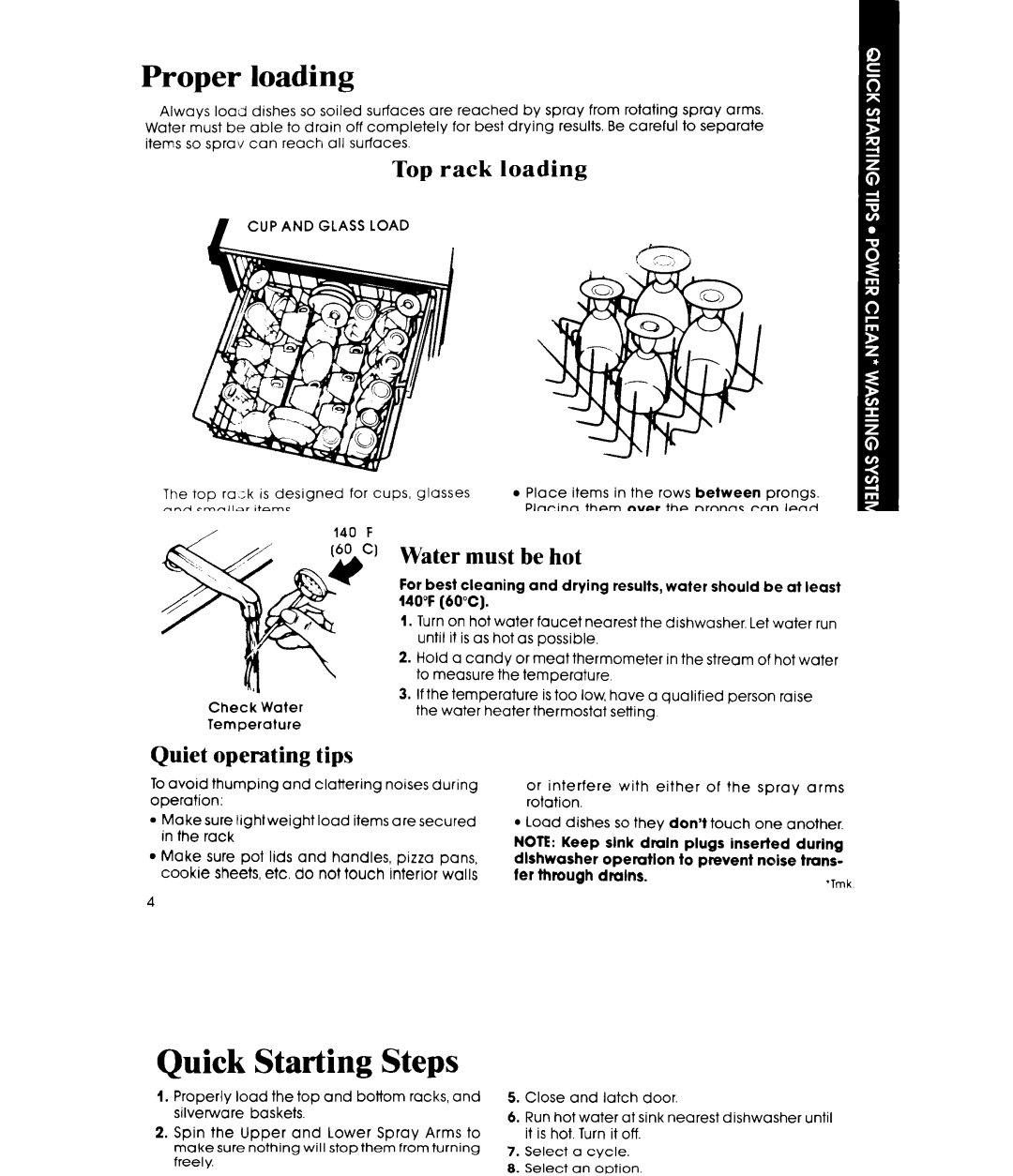 Whirlpool DU9100XT Series manual Proper loading, CUP and Glass Load, Utensil Load 