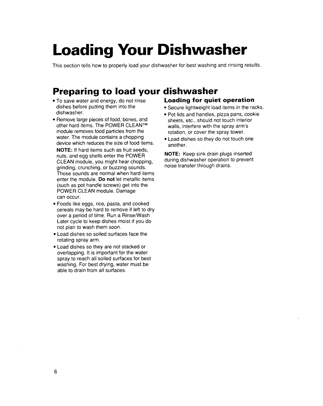 Whirlpool DU930QWD, DU935QWD warranty Loading Your Dishwasher, Preparing to load your, Loading for quiet operation 